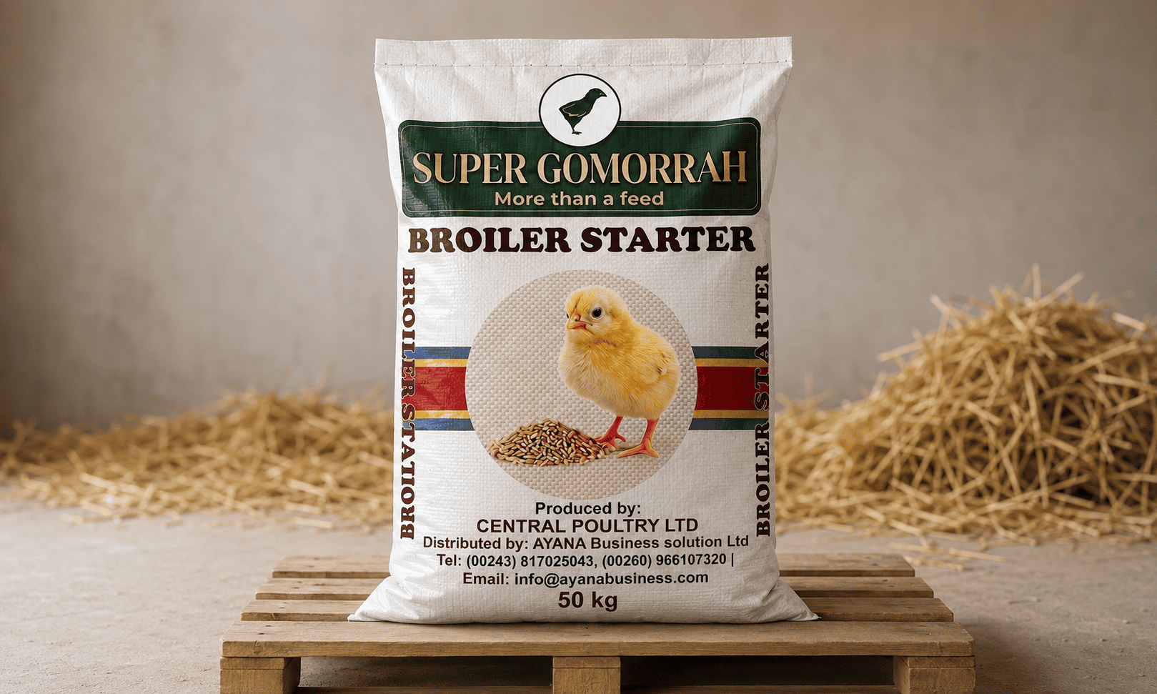 Agricultural feed bag in rustic setting